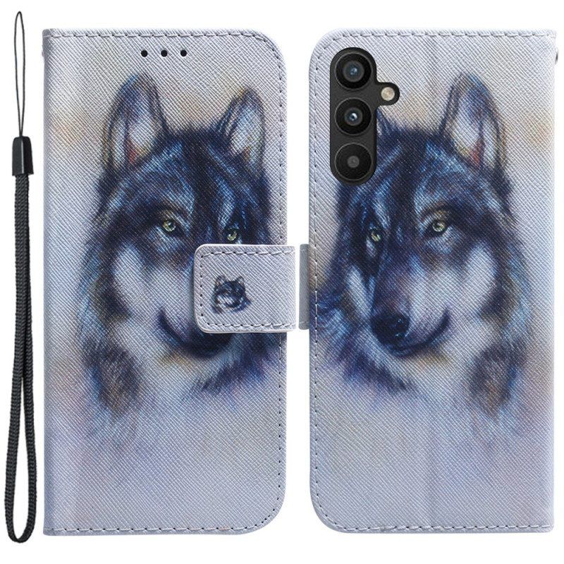 Kotelot Samsung Galaxy A54 5G Suojaketju Kuori Strappy Watercolour Wolf