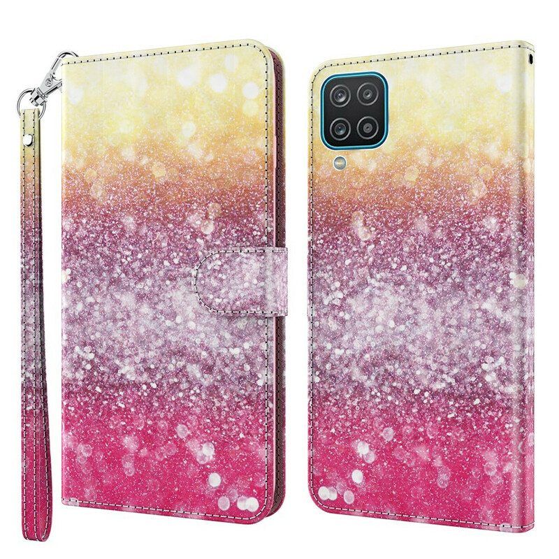 Kotelot Samsung Galaxy M12 / A12 Magenta Glitter Gradientti