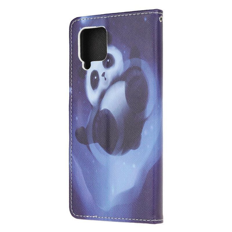 Kotelot Samsung Galaxy M12 / A12 Suojaketju Kuori Panda Space Kaulanauhalla