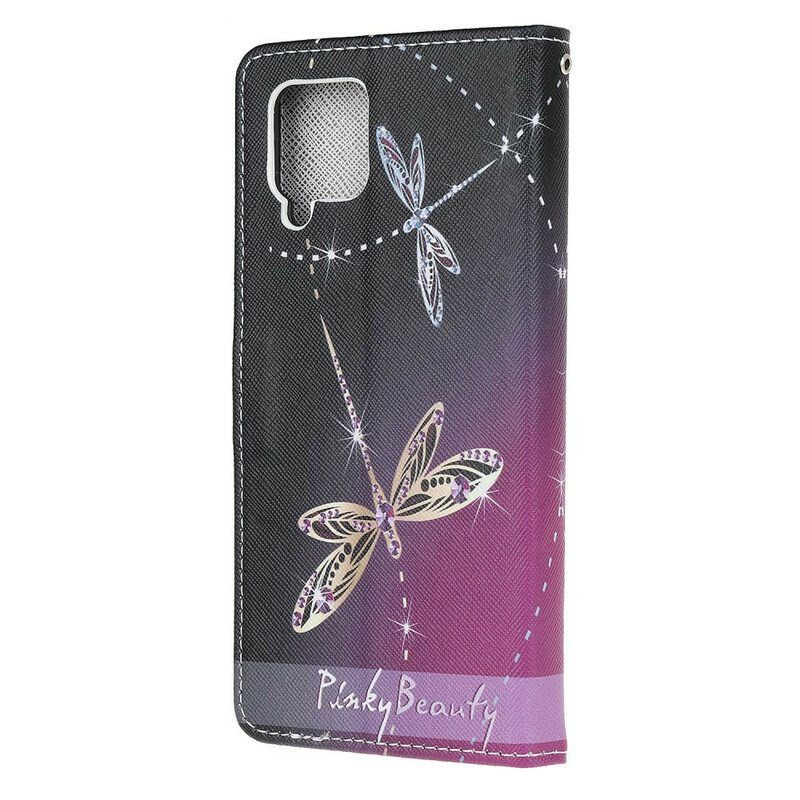 Kotelot Samsung Galaxy M12 / A12 Suojaketju Kuori Strappy Dragonflies