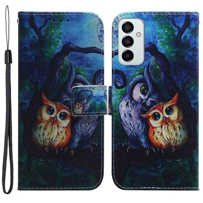 Kotelot Samsung Galaxy M13 Suojaketju Kuori Strappy Owls -maalaus