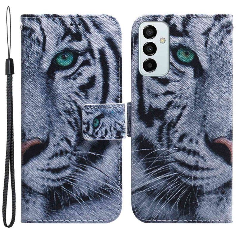 Kotelot Samsung Galaxy M13 Suojaketju Kuori Strappy White Tiger