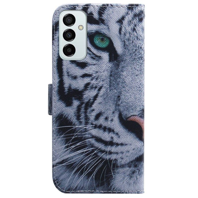 Kotelot Samsung Galaxy M13 Suojaketju Kuori Strappy White Tiger