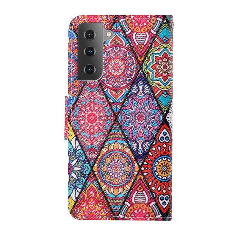 Kotelot Samsung Galaxy S22 Plus 5G Patchwork Kaulanauhalla