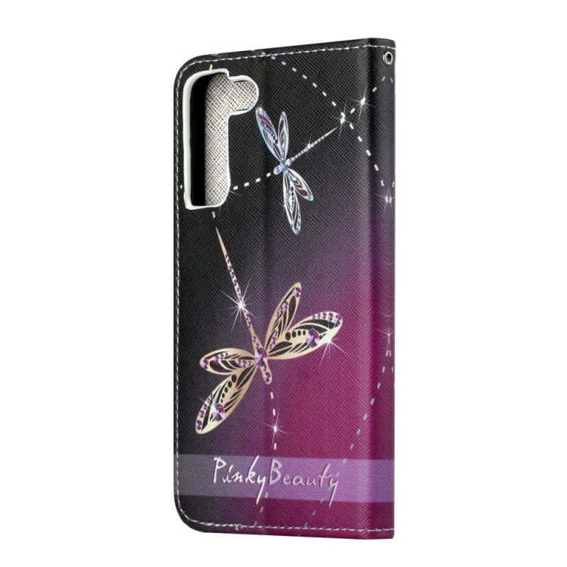 Kotelot Samsung Galaxy S22 Plus 5G Suojaketju Kuori Strappy Dragonflies