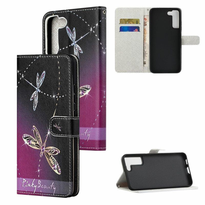 Kotelot Samsung Galaxy S22 Plus 5G Suojaketju Kuori Strappy Dragonflies