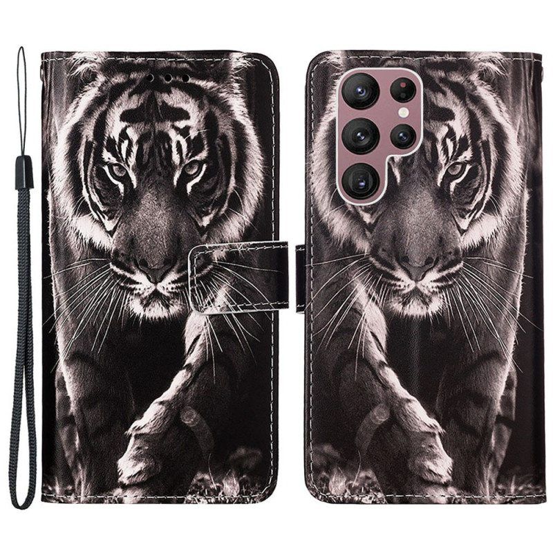 Kotelot Samsung Galaxy S23 Ultra 5G Suojaketju Kuori Strappy Night Tiger