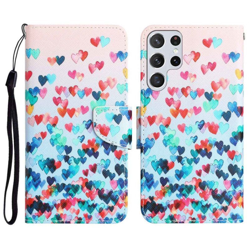 Kotelot Samsung Galaxy S23 Ultra 5G Suojaketju Kuori Vain Strappy Hearts