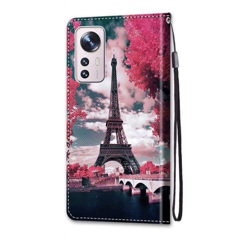 Kotelot Xiaomi 12 / 12X Suojaketju Kuori Eiffel-torni Hihnalla