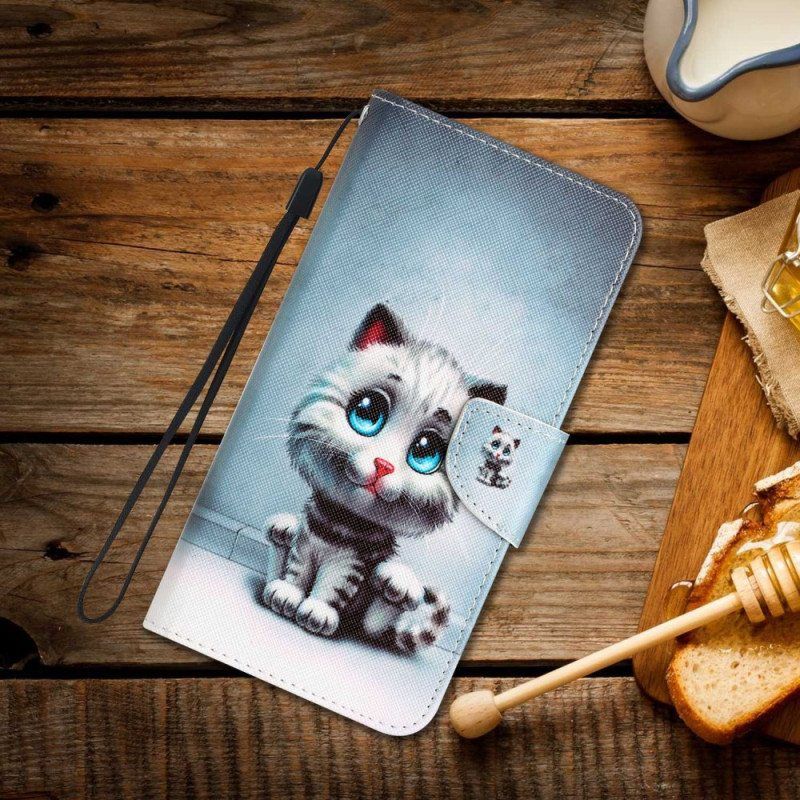 Kotelot Xiaomi 12T / 12T Pro Suojaketju Kuori Strappy Blue Eyed Cat