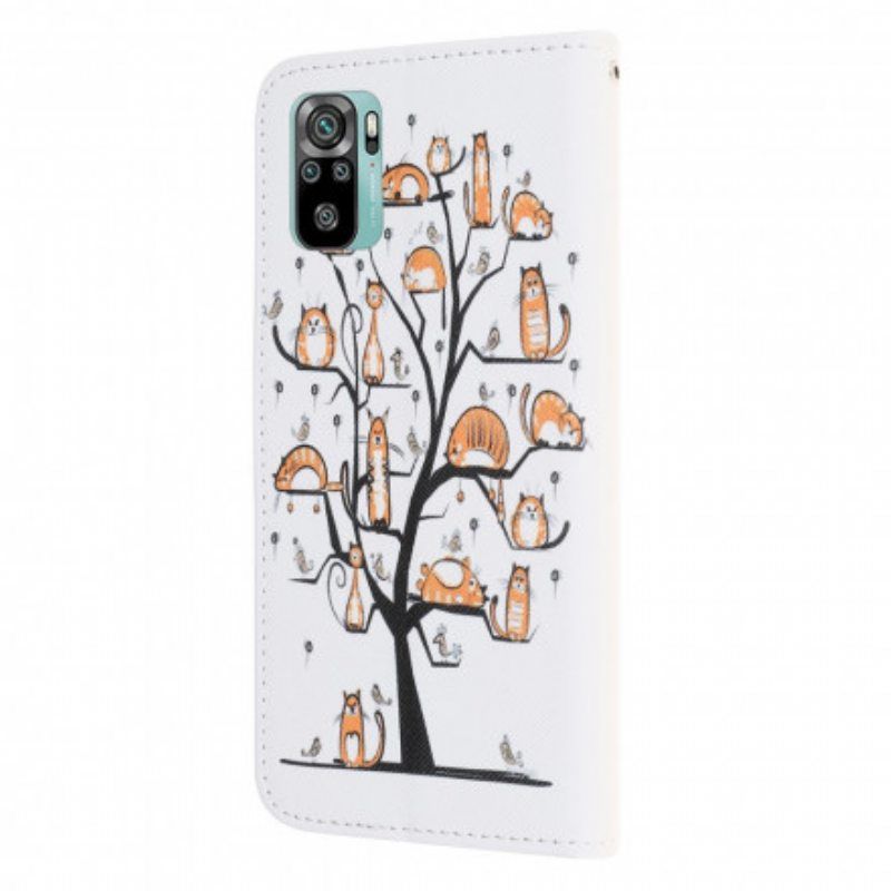 Kotelot Xiaomi Redmi Note 10 / 10S Suojaketju Kuori Funky Cats Hihnalla