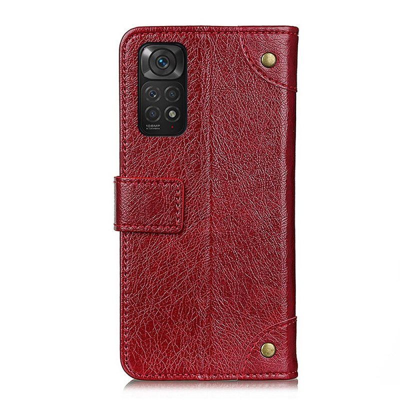 Kotelot Xiaomi Redmi Note 11 / 11S Tyylikkäät Nappan Nahkaiset Vintage-niitit