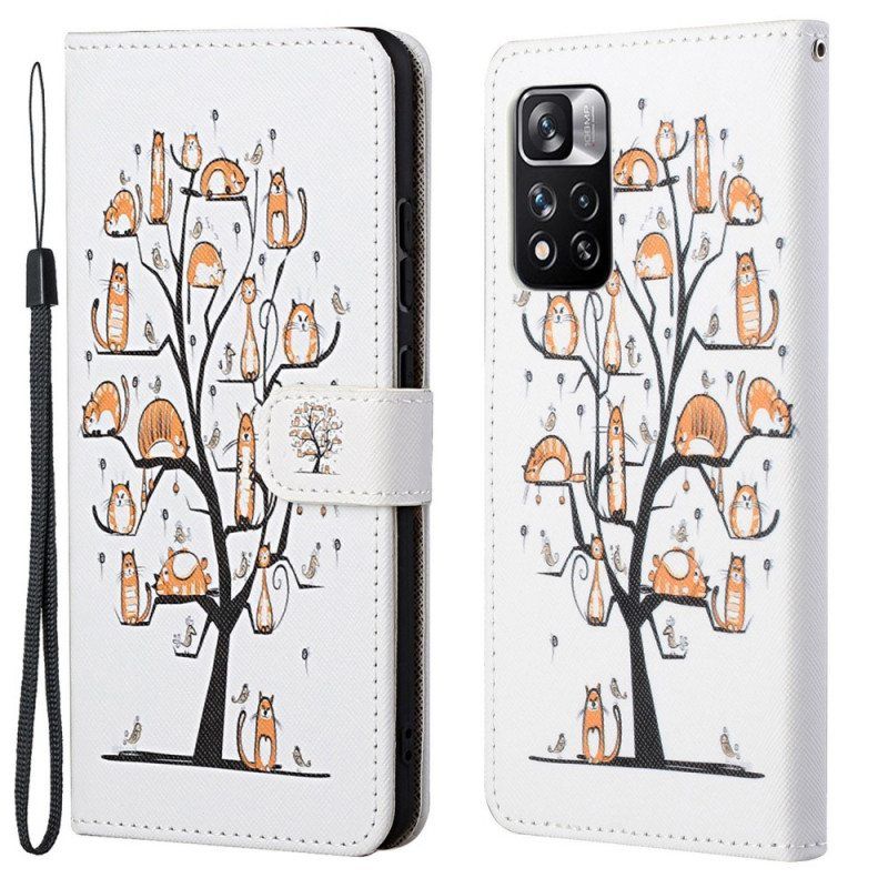 Kotelot Xiaomi Redmi Note 11 Pro / 11 Pro 5G Suojaketju Kuori Funky Cats Hihnalla