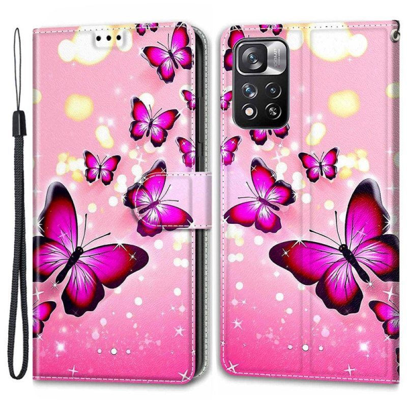 Kotelot Xiaomi Redmi Note 11 Pro Plus 5G Suojaketju Kuori Strap Butterflies Fan