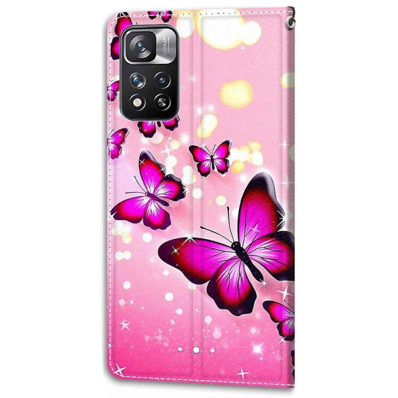 Kotelot Xiaomi Redmi Note 11 Pro Plus 5G Suojaketju Kuori Strap Butterflies Fan