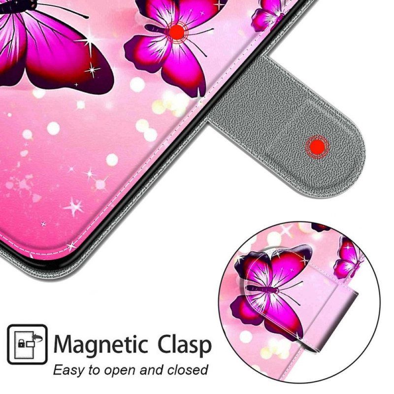 Kotelot Xiaomi Redmi Note 11 Pro Plus 5G Suojaketju Kuori Strap Butterflies Fan