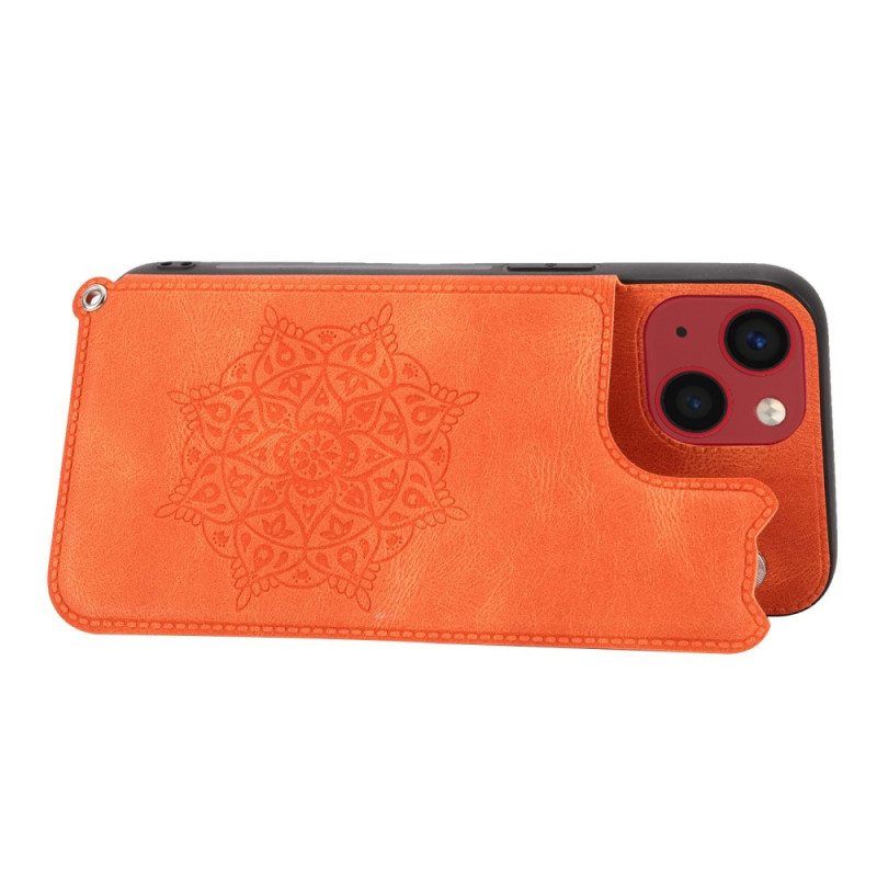 Kuori iPhone 14 Suojaketju Kuori Mandala Strap -korttipidike