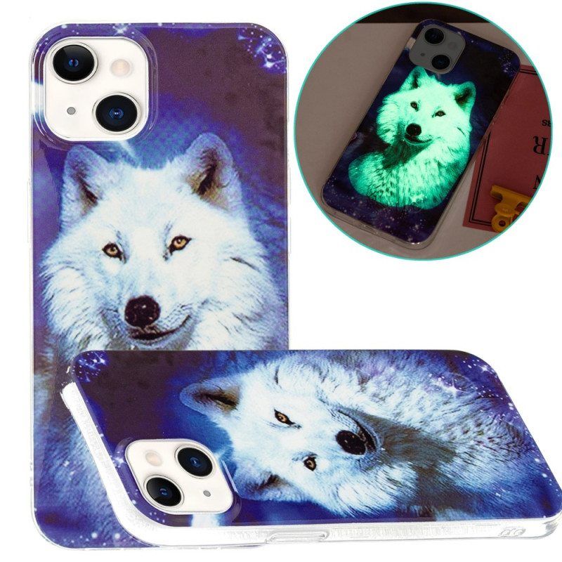 Kuori iPhone 15 Plus Fluoresoiva White Wolf