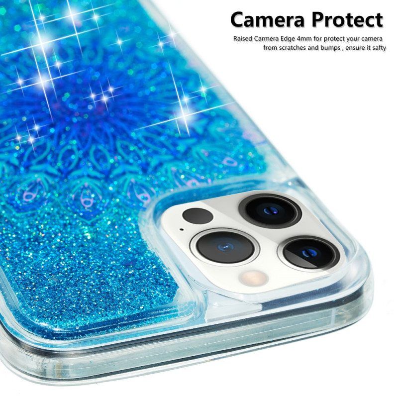 Kuori iPhone 15 Pro Mandala Glitter