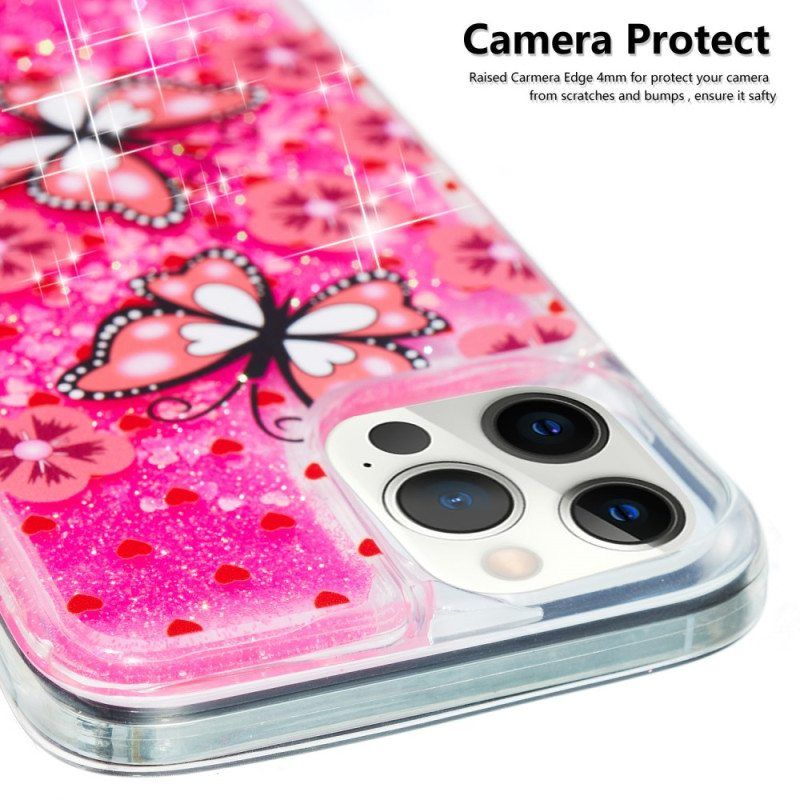 Kuori iPhone 15 Pro Max Perhoset Glitter