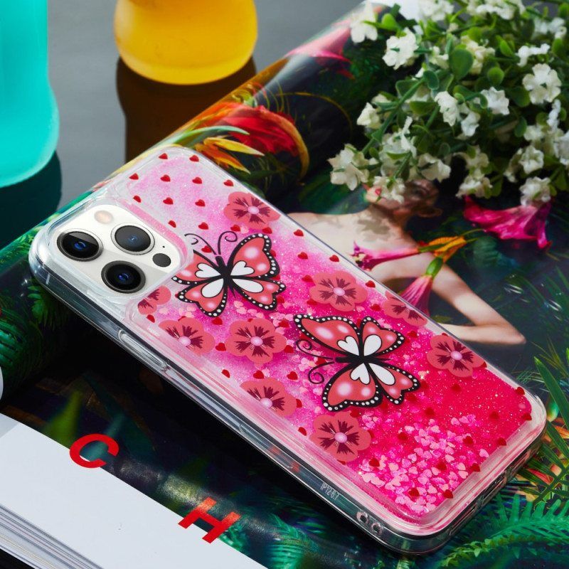 Kuori iPhone 15 Pro Max Perhoset Glitter