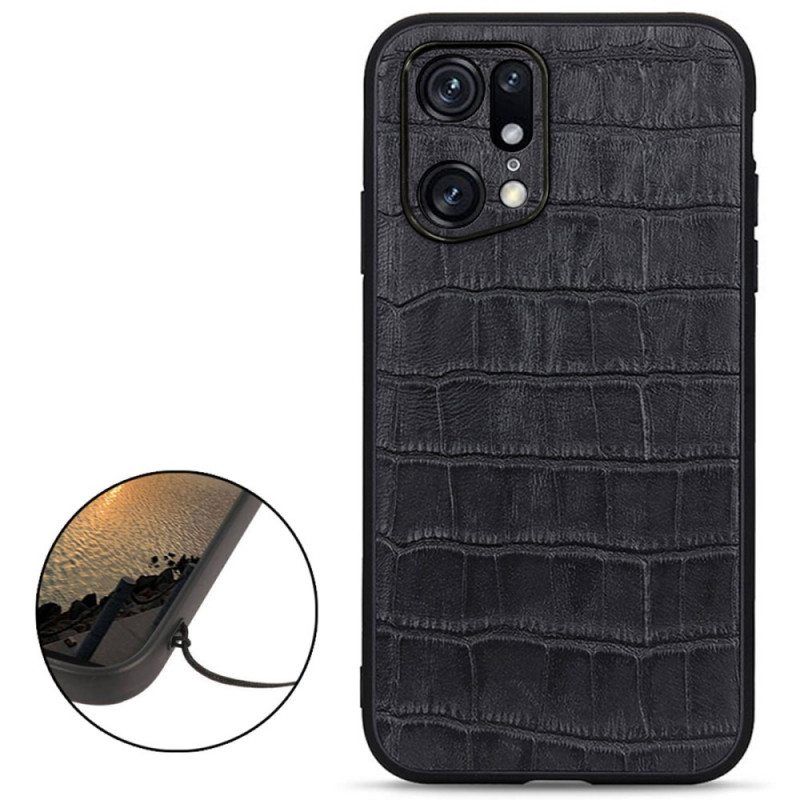 Kuori Oppo Find X5 Pro Aito Crocodile Texture -nahka