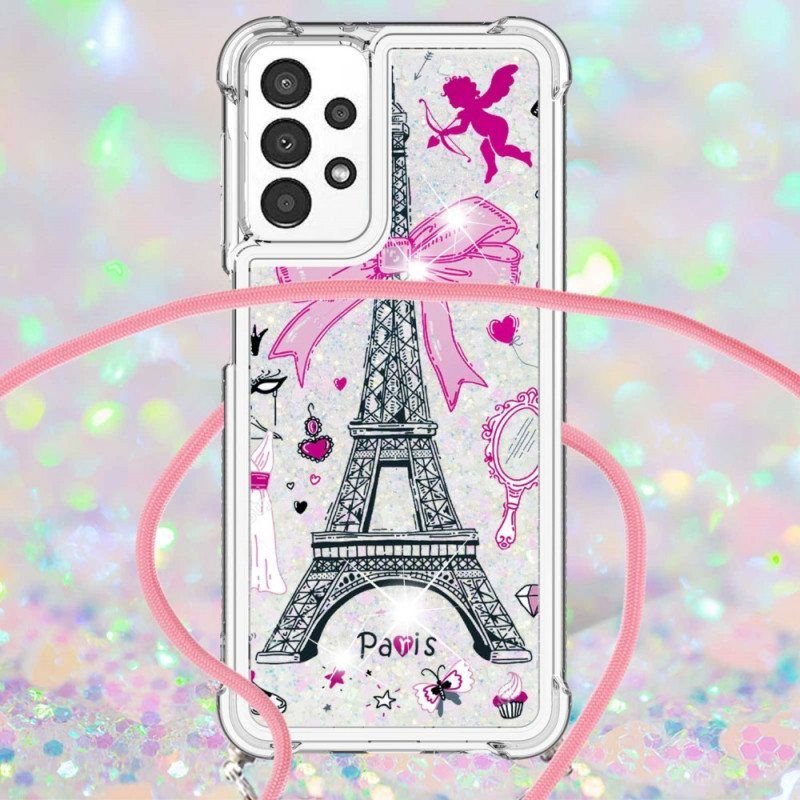 Kuori Samsung Galaxy A13 Kiristysnyörillä Cordon Eiffel Towerissa