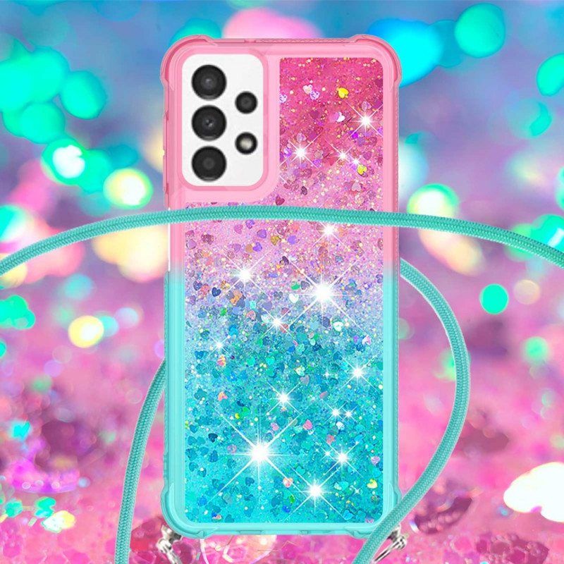 Kuori Samsung Galaxy A13 Kiristysnyörillä Glitter Silikoni Johto