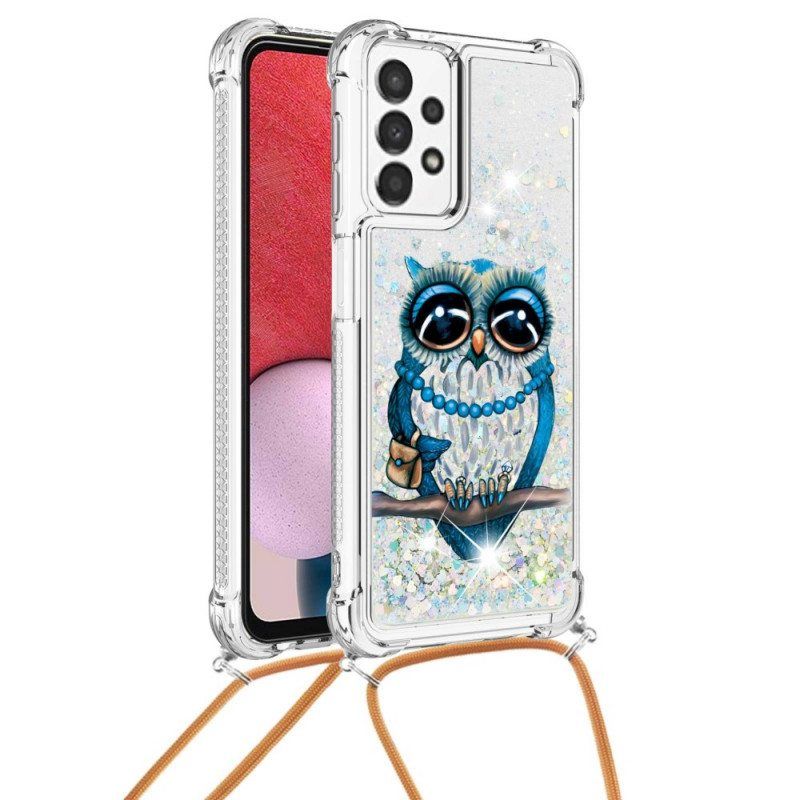 Kuori Samsung Galaxy A13 Kiristysnyörillä Paljetti Kiristysnyöri Miss Owl