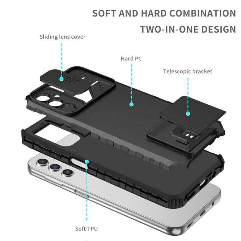 Kuori Samsung Galaxy A14 / A14 5G Kameran Kansi Jalustalla