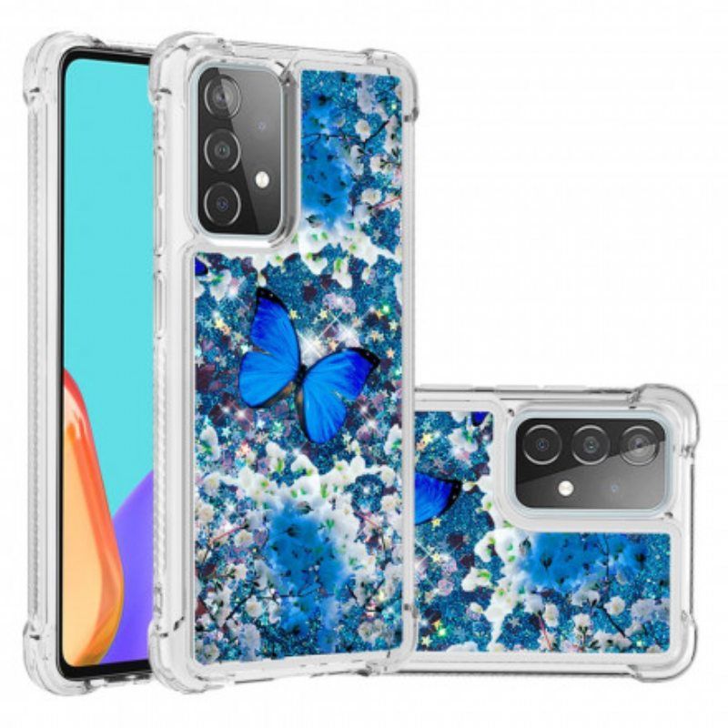 Kuori Samsung Galaxy A52 4G / A52 5G / A52s 5G Glitter Blue Perhoset