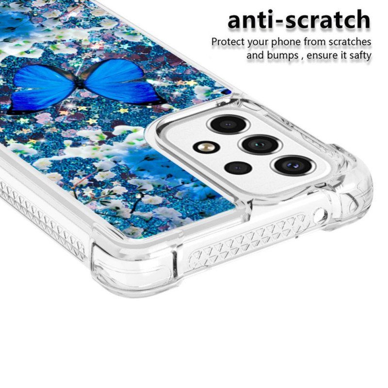 Kuori Samsung Galaxy A53 5G Glitter Blue Perhoset