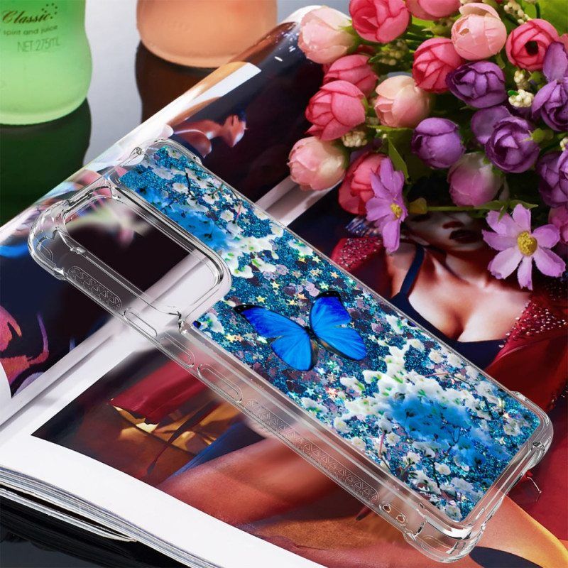 Kuori Samsung Galaxy A53 5G Glitter Blue Perhoset