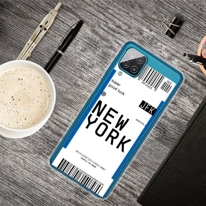 Kuori Samsung Galaxy M12 / A12 Boarding Pass New Yorkiin