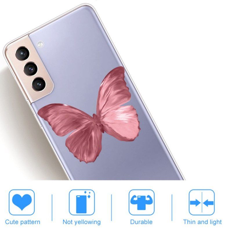 Kuori Samsung Galaxy S22 5G Pinkki Butterfly-letku