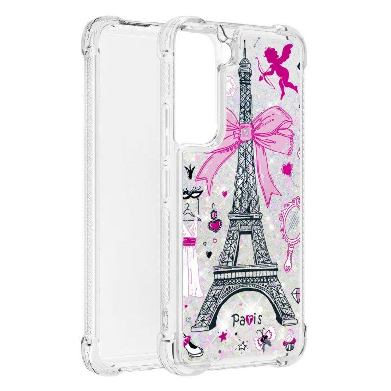 Kuori Samsung Galaxy S22 Plus 5G Eiffel-tornin Paljetteja