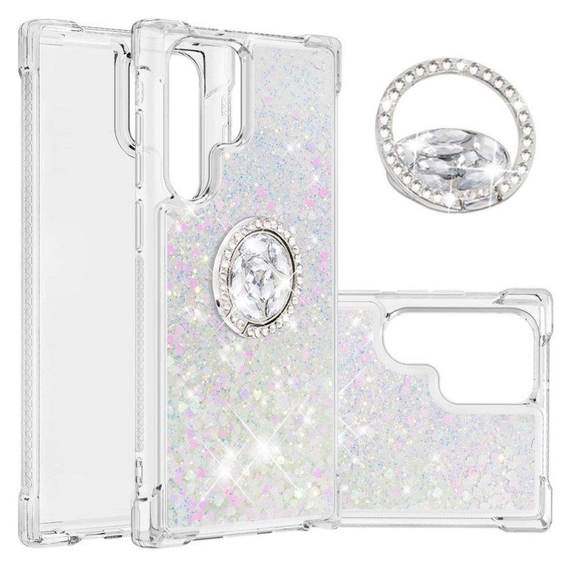 Kuori Samsung Galaxy S22 Ultra 5G Glitter Ring-kiinnike