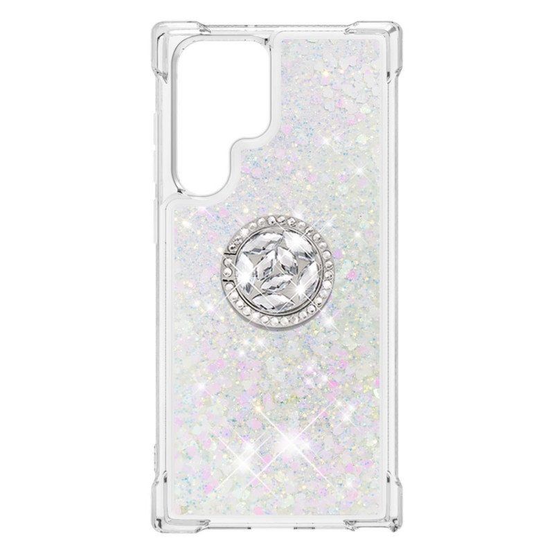 Kuori Samsung Galaxy S22 Ultra 5G Glitter Ring-kiinnike