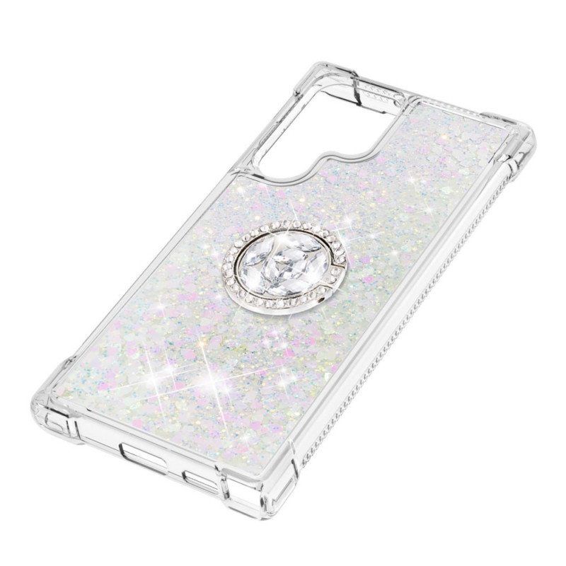 Kuori Samsung Galaxy S22 Ultra 5G Glitter Ring-kiinnike