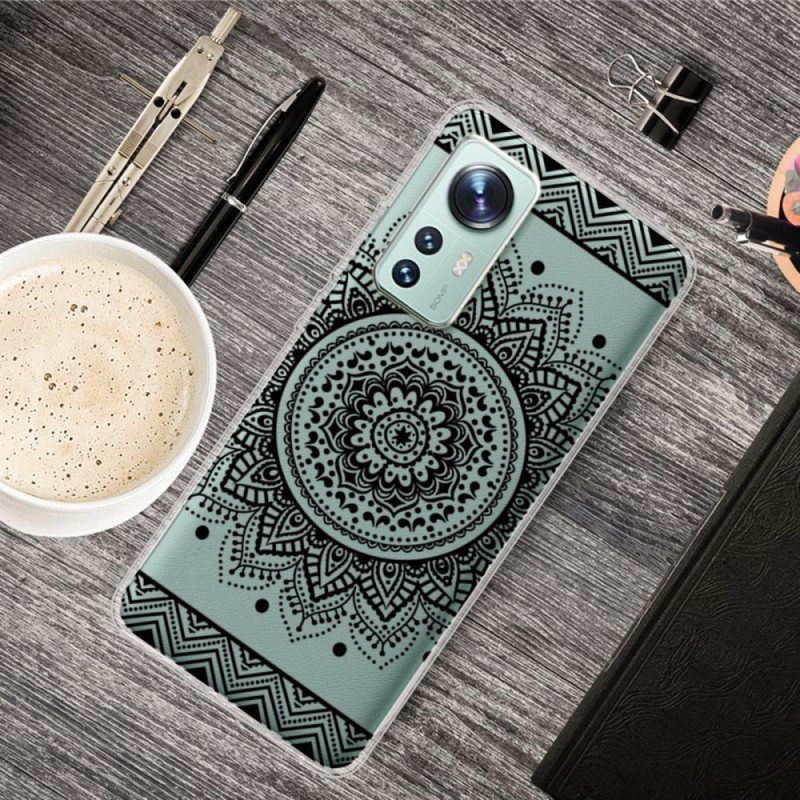 Kuori Xiaomi 12 Pro Silikoni Mandala Musta