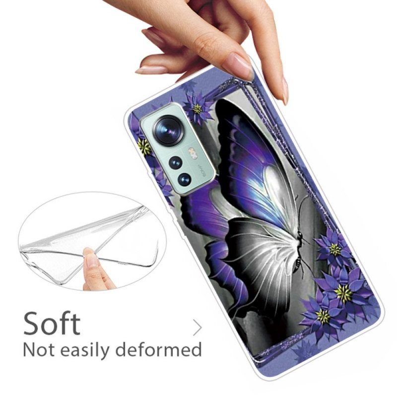 Kuori Xiaomi 12 Pro Violetti Butterfly Silikoni