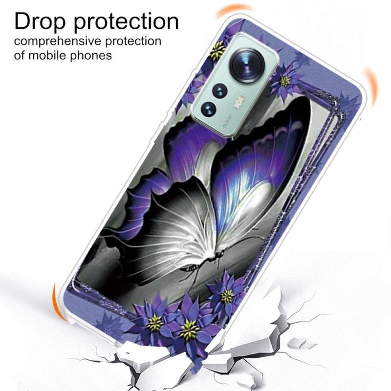 Kuori Xiaomi 12 Pro Violetti Butterfly Silikoni