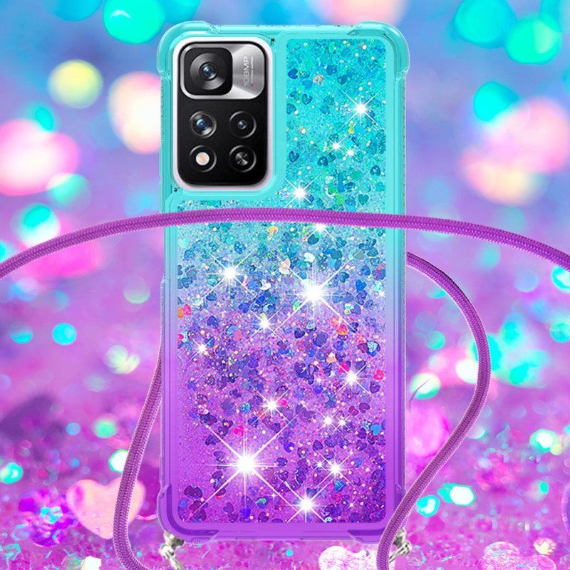 Kuori Xiaomi Redmi Note 11 Pro Plus 5G Kiristysnyörillä Glitter Silikoni Johto