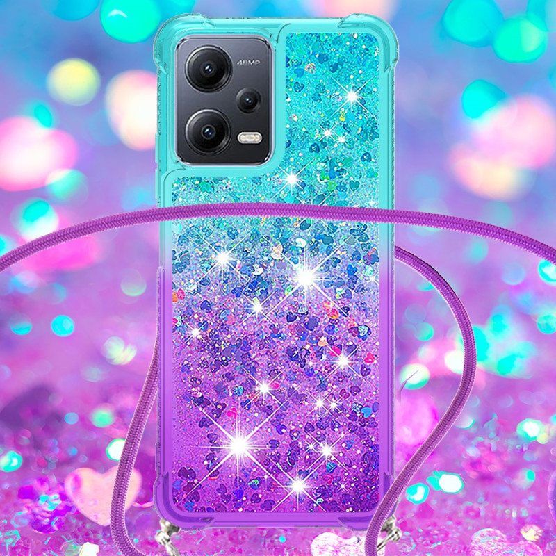 Kuori Xiaomi Redmi Note 12 5G Kiristysnyörillä Glitter Silikoni Johto