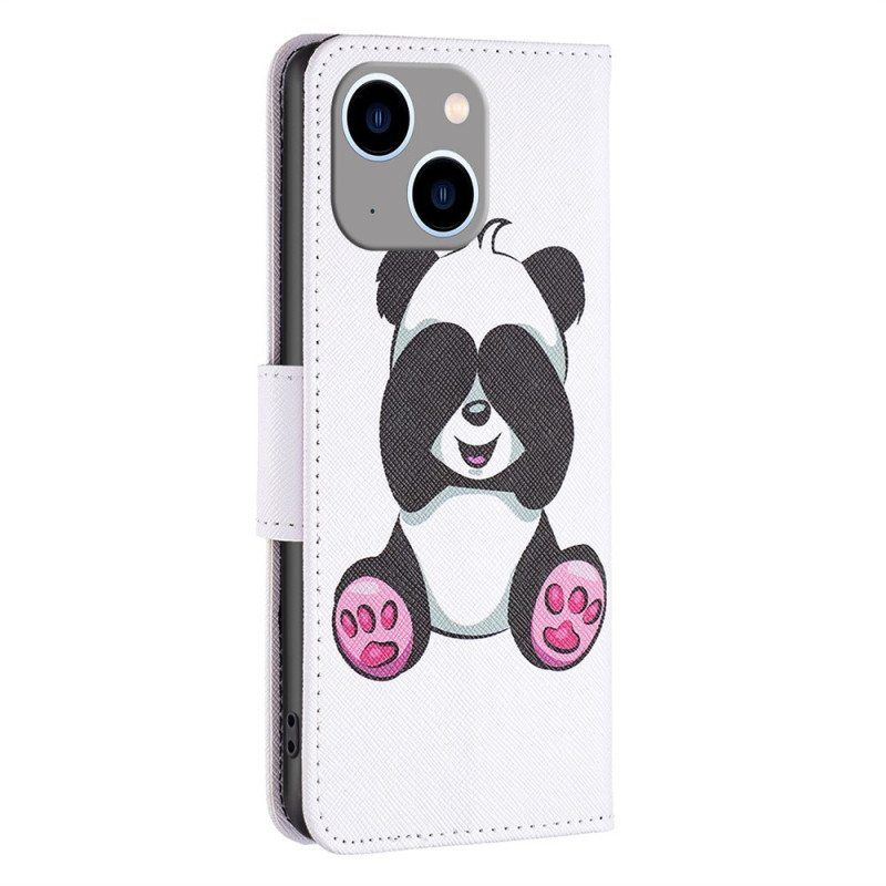 Nahkakotelo iPhone 14 Plus Panda Hauskaa