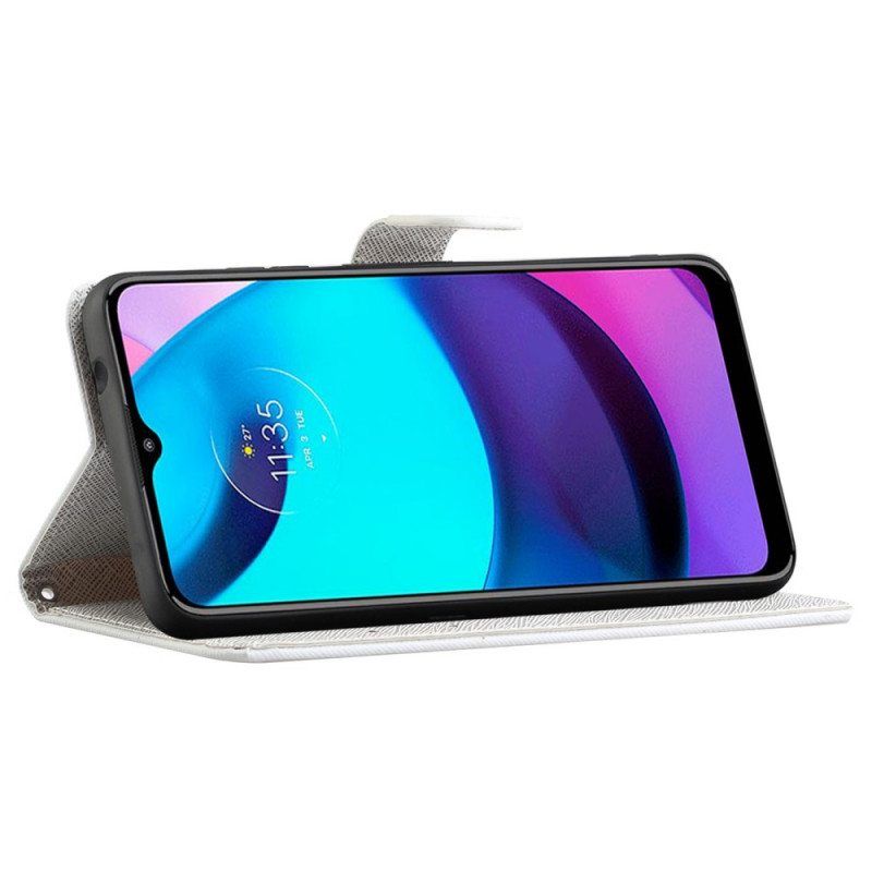 Nahkakotelo Moto G71 5G Suojaketju Kuori Funky Cats Hihnalla