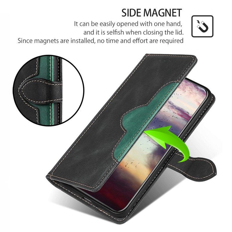 Nahkakotelo Moto G73 5G Keinonahka Bicolor Tyylikäs