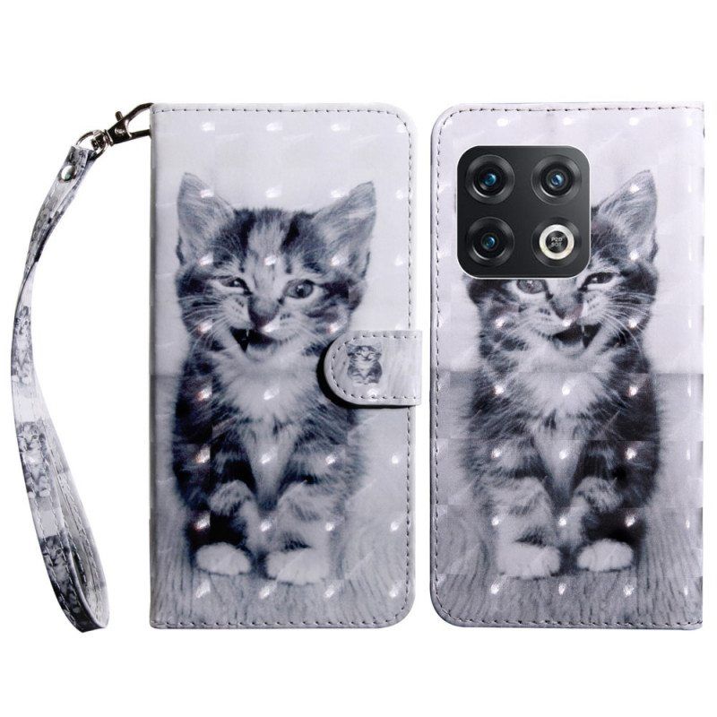 Nahkakotelo OnePlus 10 Pro 5G Suojaketju Kuori Strappy Kitten