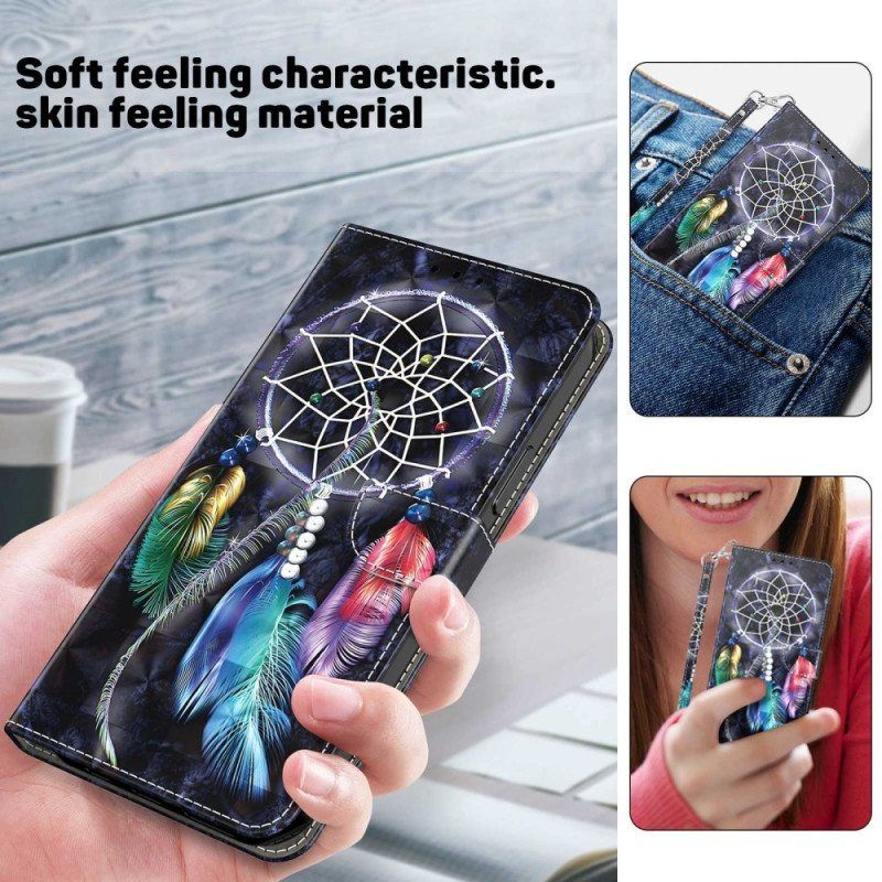 Nahkakotelo Samsung Galaxy A14 / A14 5G Suojaketju Kuori Hihna Dream Catcher