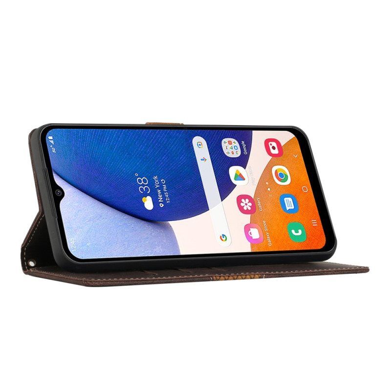 Nahkakotelo Samsung Galaxy A14 / A14 5G Suojaketju Kuori Hihnallinen Kuvio